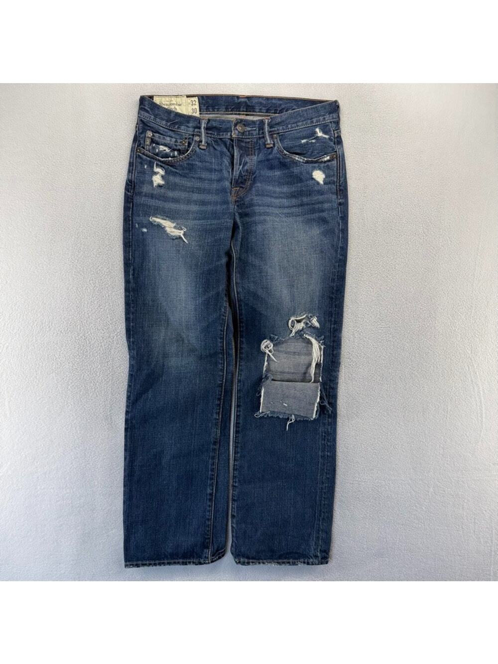 Vintage Abercrombie Fitch Jeans men's 32x30 Blue Dark Straight Distressed y2k